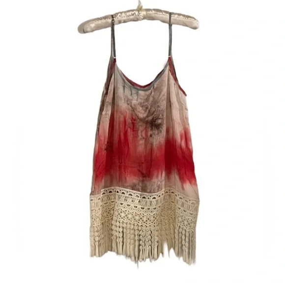 Entro Tie Dye Lace Fringe Cami Size Medium - Picture 6 of 6